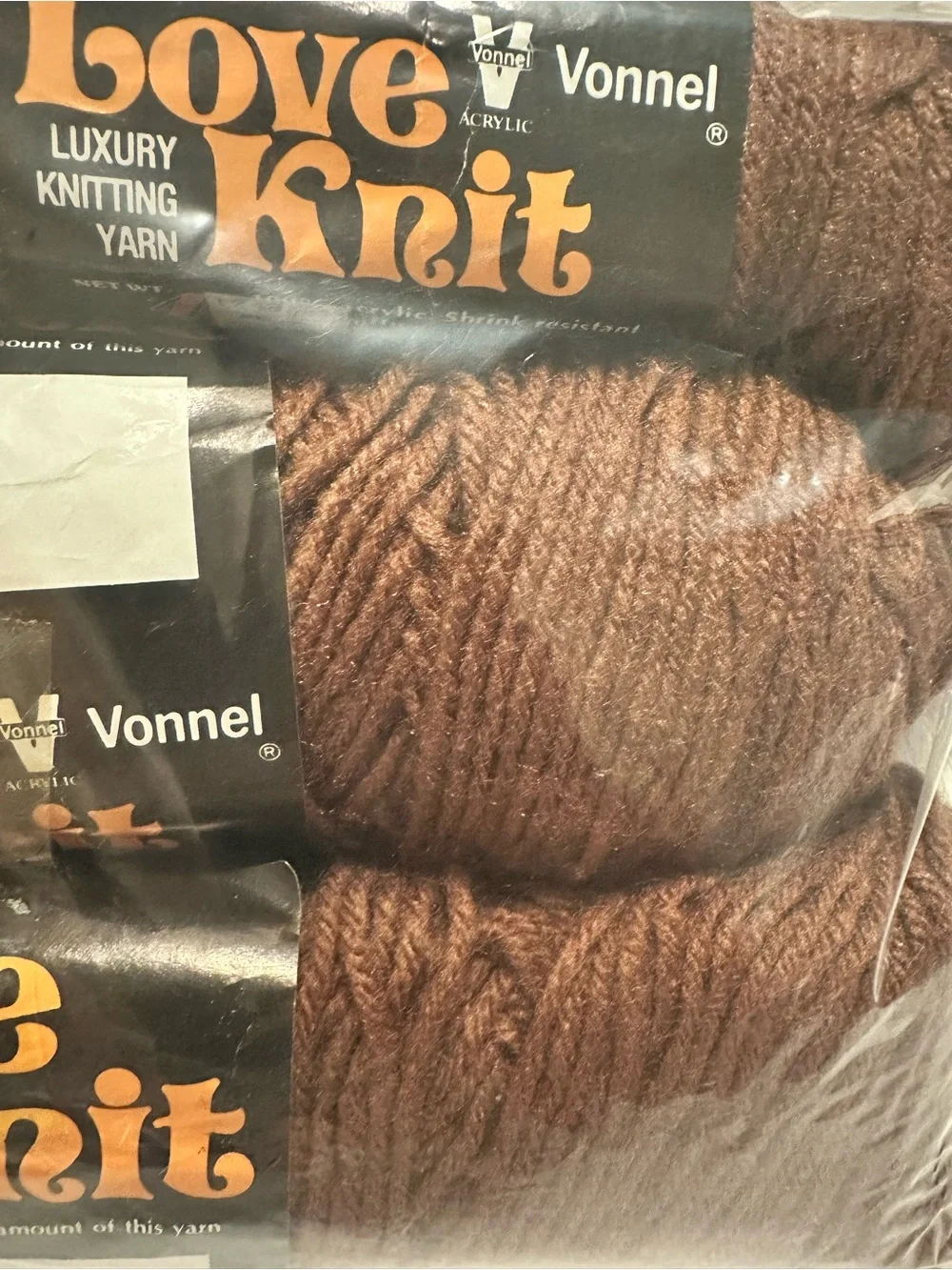 Vonnel Love Knit Luxury Knitting Yarn, Taupe Acrylic 4-Ply 6 Skein Lot TM747